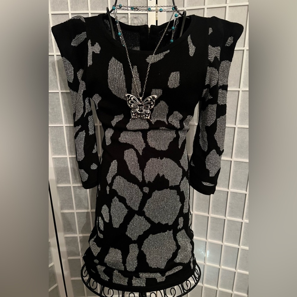 BEBE ADDICTION Lurex Animal Sweater Dress NWT